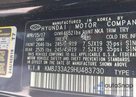 2017 Hyundai Tucson Sport from USA, damaged, VIN KM8J33A29HU483730
